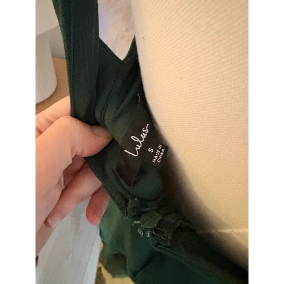 Lulus Instant Icon Dark Green V Neck Jumpsuit Womens Small Straight Leg - Picture 13 of 13